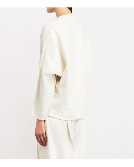 Issey Miyake White Cotton-Blend Campagne Top