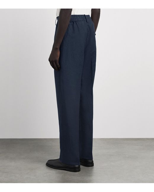 Jacquemus Blue Linen-Blend Pleated Croisière Trousers for men