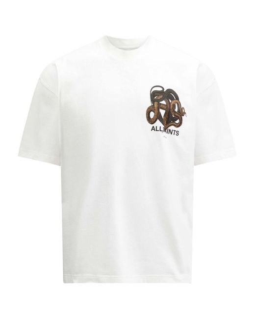 AllSaints White Organic Cotton Reticulate T-Shirt for men