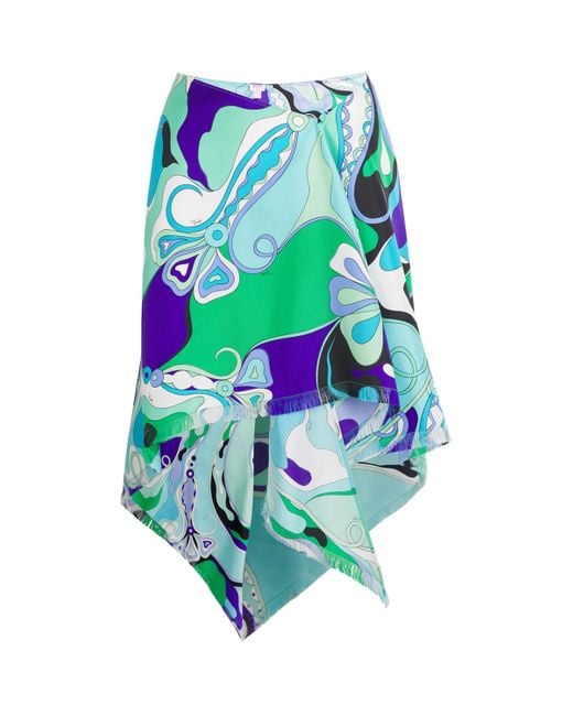 Emilio Pucci Blue Silk Printed Mini Skirt