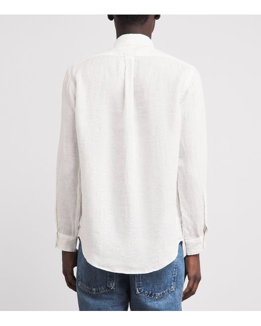 Polo Ralph Lauren White Linen Custom-Fit Shirt for men