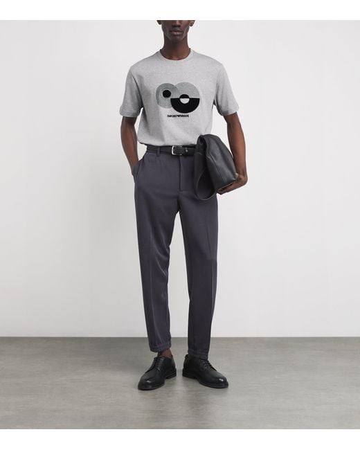 Emporio Armani Gray Cotton Logo T-Shirt for men