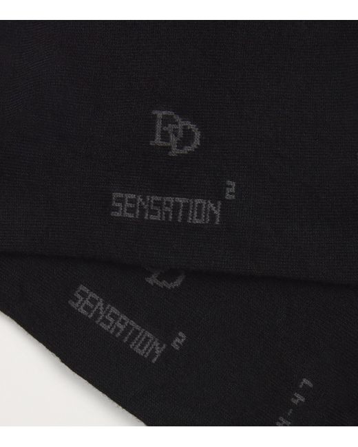 Doré Doré Black Merino-Cotton Blend Dress Socks for men