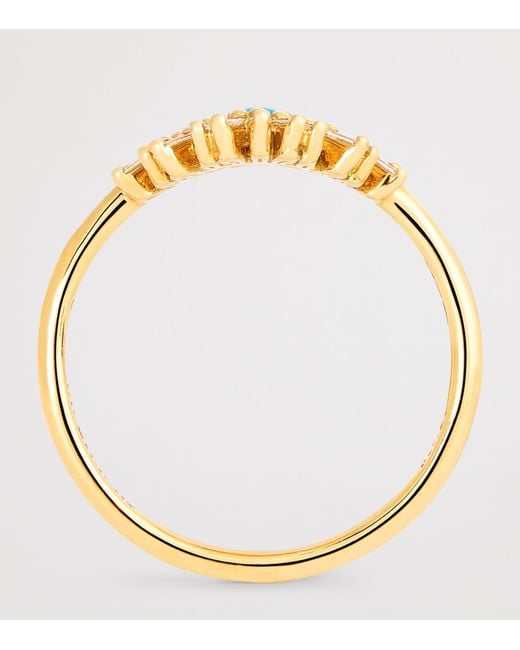 Suzanne Kalan Metallic Diamond And Mini Evil Eye Ring
