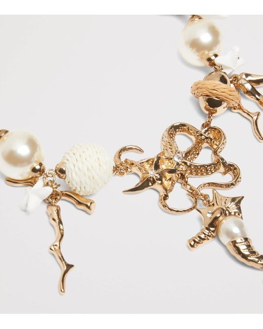 Weekend by Maxmara Metallic Beaded Charm Necklace