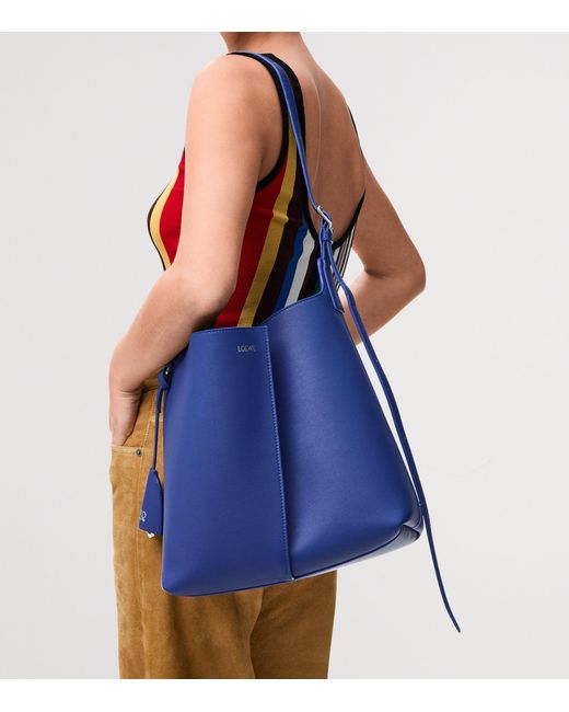 Loewe Blue Medium Leather Bilbao Bucket Bag