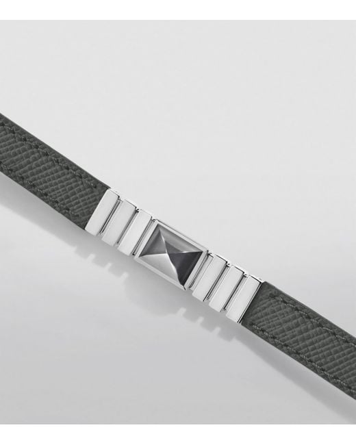 Marli New York Gray And Saffiano Leather Unii Bracelet for men