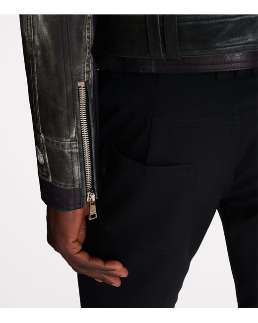 Balmain Black Leather Jackets for men