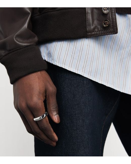 Tom Wood White Rhodium-Plated Sterling Frame Ring for men
