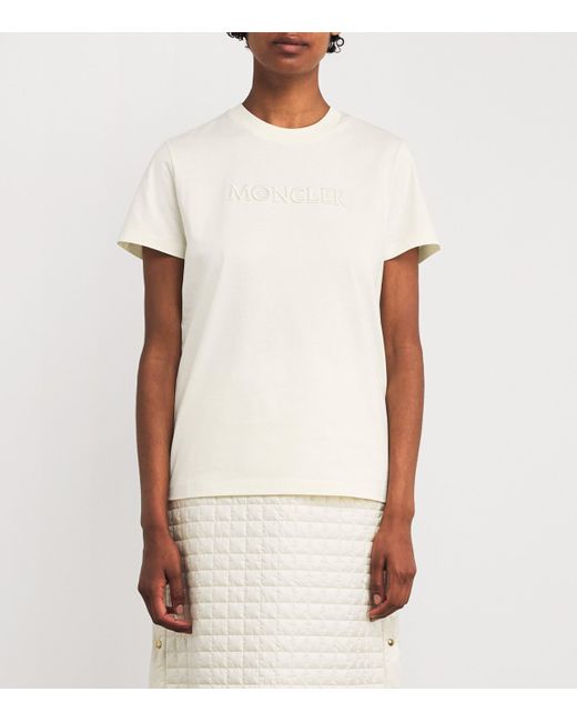 Moncler White Cotton Logo T-Shirt