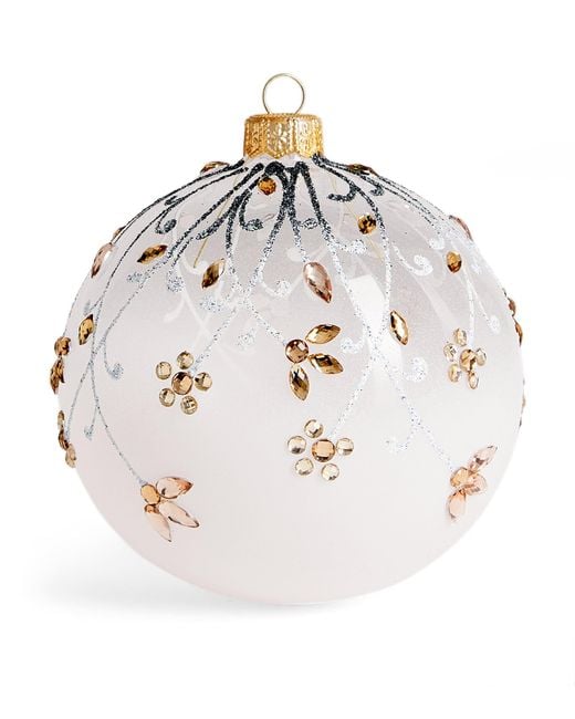 Harrods White Glass Crystal-Embellished Bauble