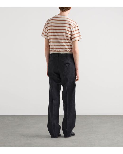 Prada Pink Cotton Stripe T-Shirt for men