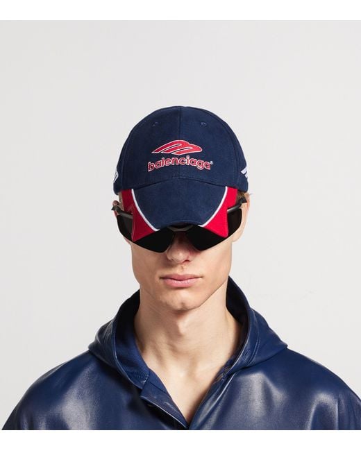 Balenciaga Blue Cotton 3B Football Cap for men