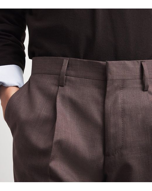 Lardini Brown Virgin Wool-Blend Straight Trousers for men