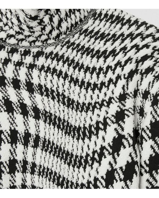 Burberry Gray Wool-blend Warped Houndstooth Sweater