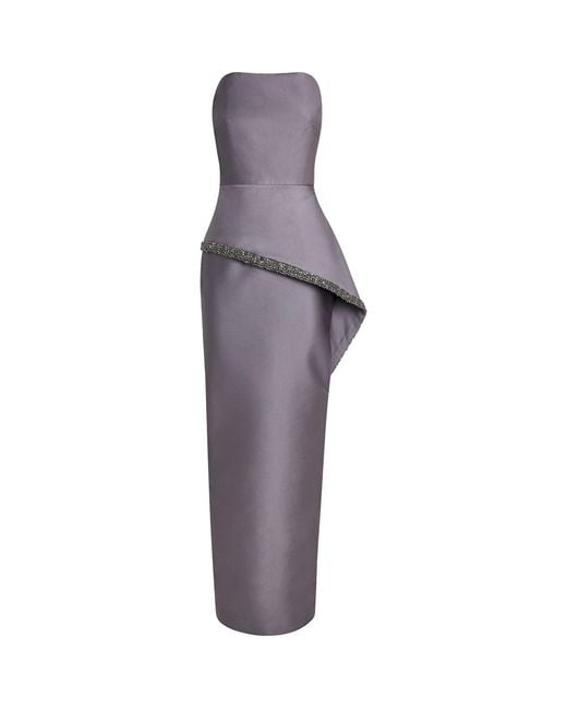 Roland Mouret Purple Taffeta Crystal-Embellished Gown