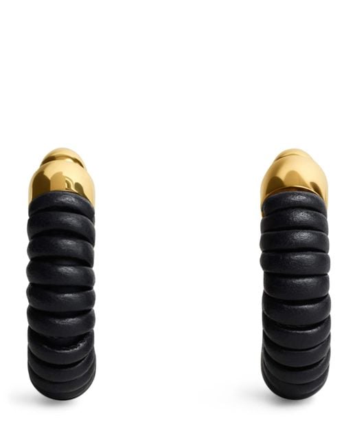 Alaïa Black Lambskin Tubular Hoop Earrings