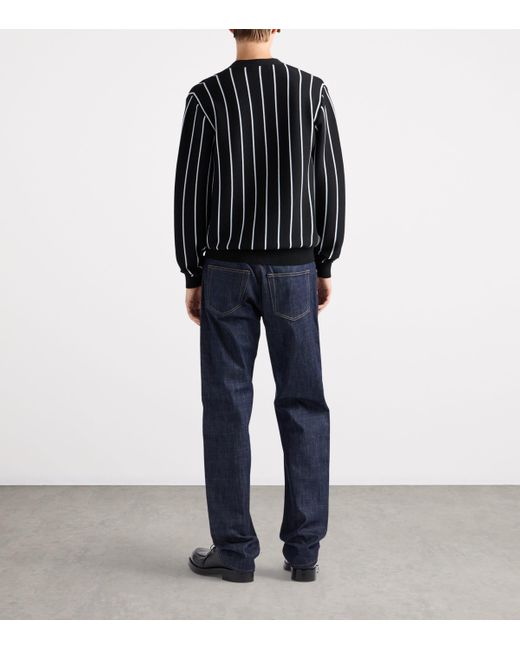 Prada Black Wool-Blend Stripe Cardigan for men