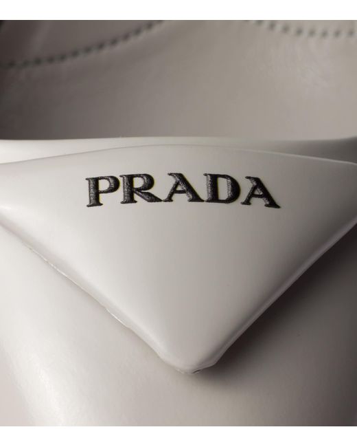 Prada White Brushed Leather Slingback Pumps 75