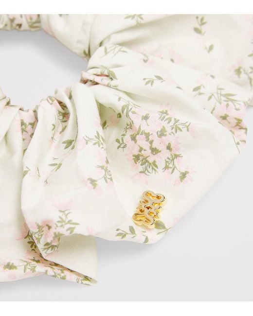 Sandro White Cotton Floral Scrunchie