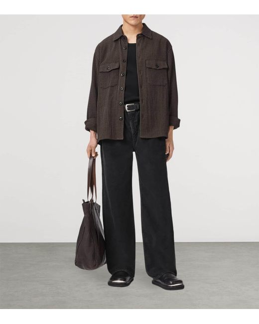 AllSaints Black Croduroy Lenny Wide-Leg Jeans for men