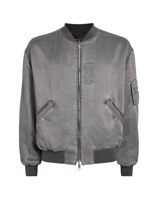 Wooyoungmi Gray Cotton Faded Logo Bomber Jacket for men