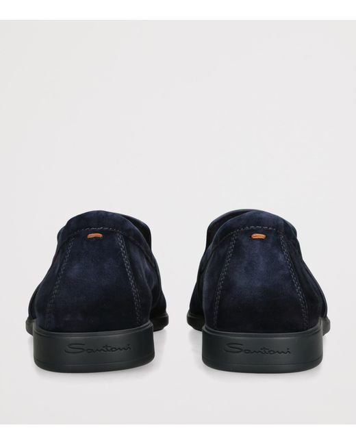 Santoni Blue Suede Malibu Loafers for men