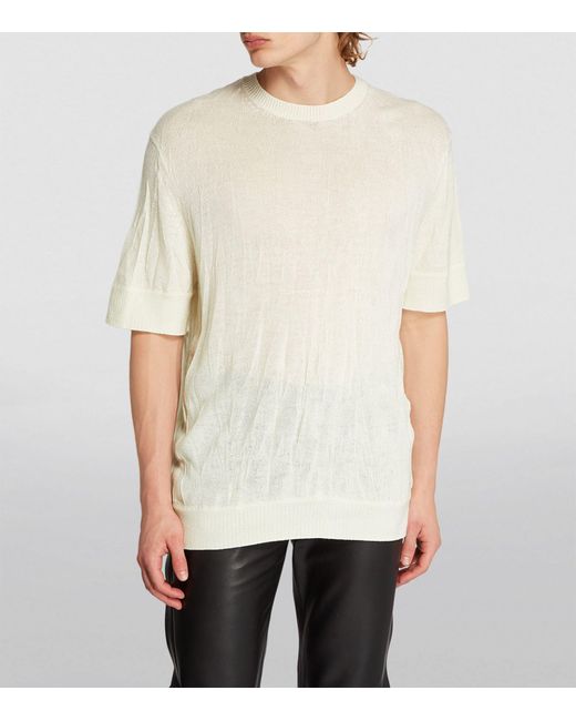 Helmut Lang White Wool Crinkled T-shirt for men