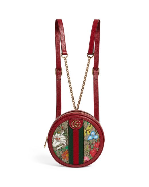 Gucci Red Mini Gg Flora Ophidia Backpack