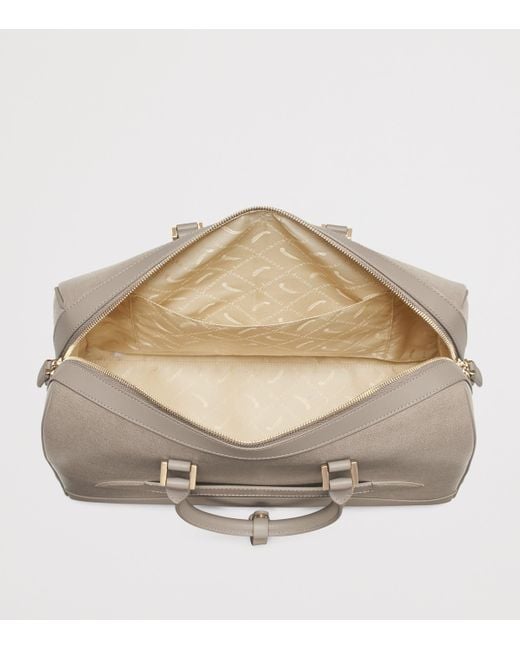 Aspinal Gray Leather Connaught Holdall for men
