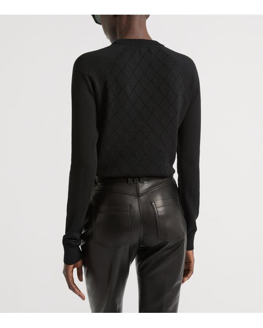 Balmain Black Merino Wool Button-Detail Sweater