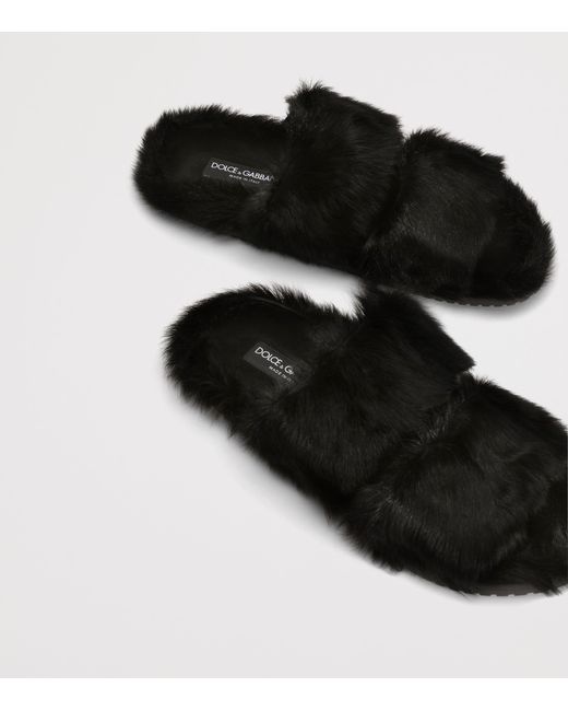 Dolce & Gabbana Black Kid Goat Sandals for men