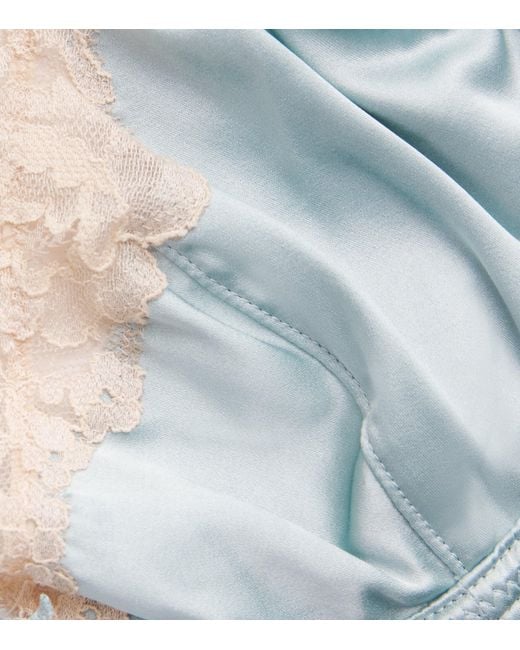 Fleur du Mal Blue Silk Lace-Trim Juliet Demi Bra