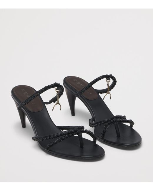 McQueen Black Beaded Rosa Heeled Sandals 70