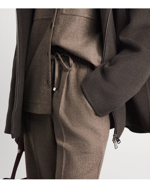 Kiton Brown Virgin Wool-Cashmere Straight Trousers