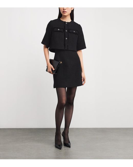 Maje Black Tweed 2-In-1 Mini Dress