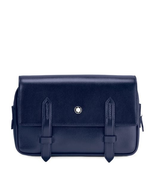 Montblanc Blue Leather Meisterstück Messenger Bag for men