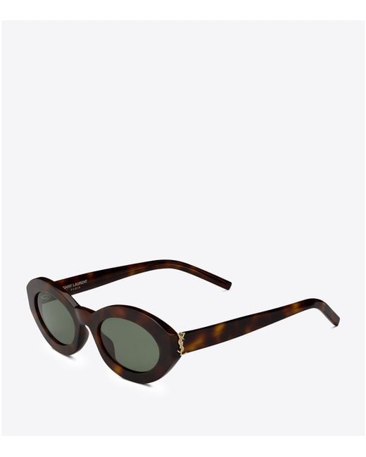Saint Laurent Black Tortoiseshell Cassandre Oval Sunglasses