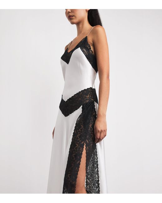 Loretta Caponi White Silk Lace-Detail Carrie Nightdress