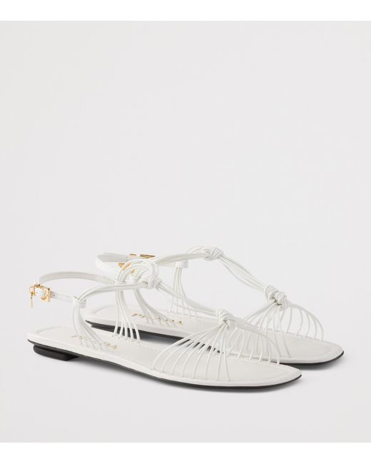 Prada White Patent Leather Sandals