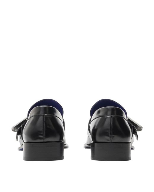 Burberry Black Leather Shield Loafers for men
