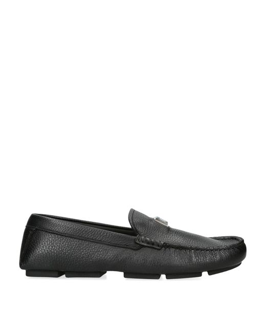 Dolce & Gabbana Black Leather Driver Loafers for men