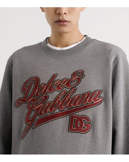 Dolce & Gabbana Gray Cotton Graphic Sweatshirt