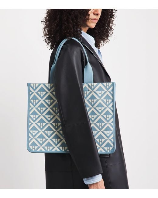 Harrods Blue Medium Geometric Tote Bag