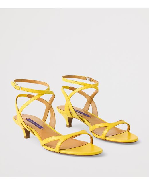 Ralph Lauren Yellow Calfskin Clarke Heeled Sandals 35