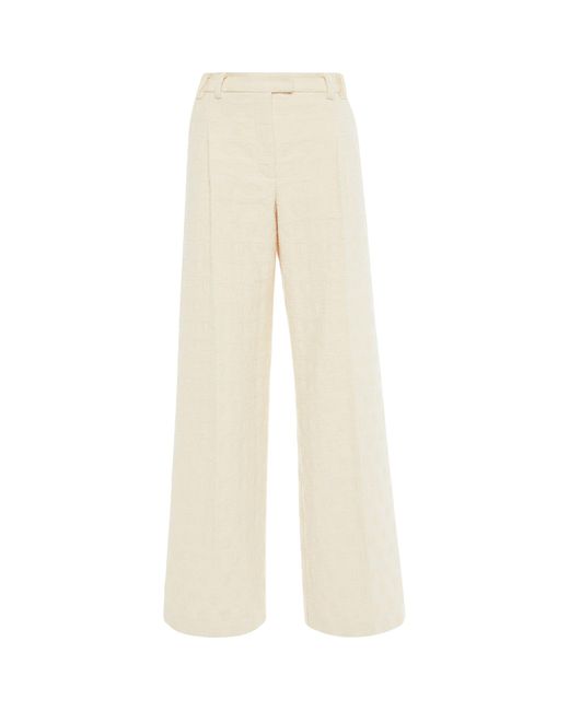LaDoubleJ White Cotton Jacquard La Comasca Trousers