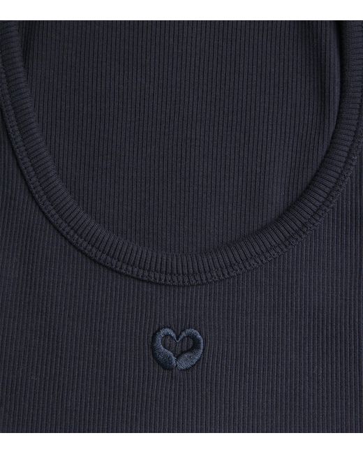 Maje Blue Stretch-Cotton Logo Tank Top