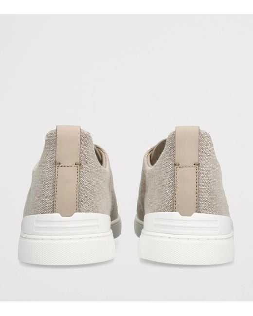 Zegna Gray Cotton-Linen Triple Stitch Sneakers for men