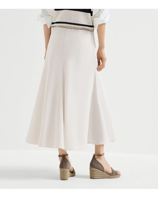 Brunello Cucinelli White Cotton Organza Midi Skirt