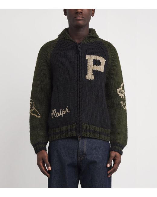 Polo Ralph Lauren Black Wool Varsity Cardigan for men
